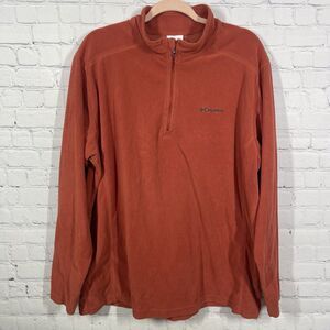 Columbia Sweater Men XL Fleece Orange Long Sleeve Polyester Light Weight Pull